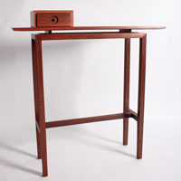 Hall table in jarrah with silver ash drawer and ebony details