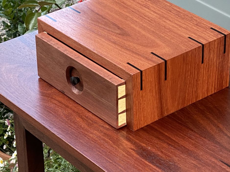 jarrah hall table with drawer details