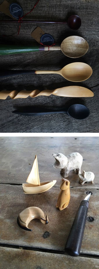 carol carving spoons animals